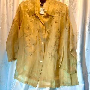 Lane Bryant Women's Gold Embroidered Blouse